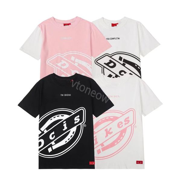 

2023 summer mens designer dickie t shirt casual man womens tees with letters pink print short sleeves sell luxury men hip hop clothes, White;black