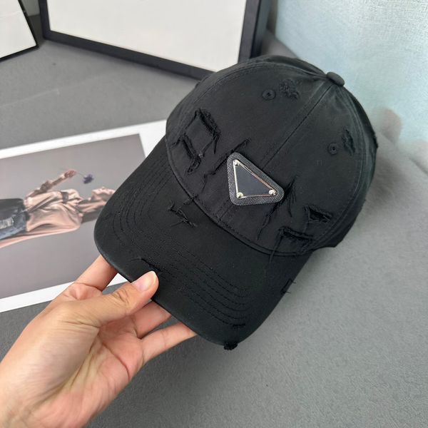 

new baseball cap luxury designer casual fashion ripped denim material personality trend style classic inverted triangle signature highest qu, Blue;gray