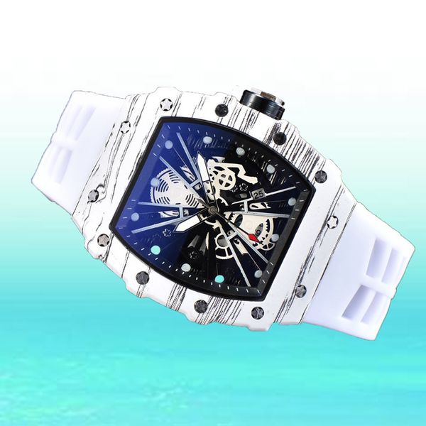 

watches roberto mancini skeleton mens automatic mechanical movement watch stainless steel men's wrist watches white rubber band dhgates, Slivery;brown