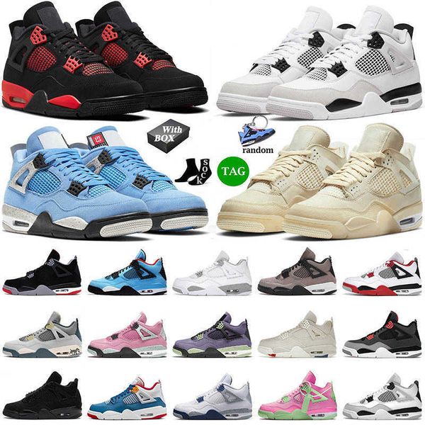 

box 4 with 4s basketball shoes og jumpman military black cat cactus jack sail university blue high bred men women trainers sneakers 36-47