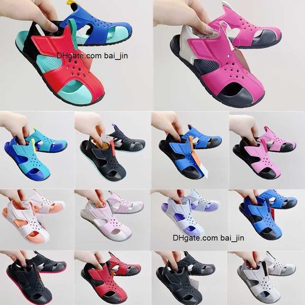 

2 sunray protect kids shoes boys girls sandals preschool toddler beach shoe youth red blue closed toe infant roman sandal size 22-35 613, Black;red