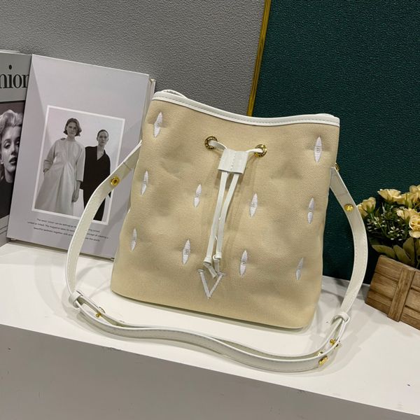

luxury handbag designer bucket bag pressed leather cotton champagne design caramel ladies shoulder bag tote messenger crossbody bag tote pur