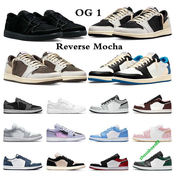 

black phantom 1s low men basketball shoes 1 lows cactus jack dark reverse mocha fragment light smoke grey women sneakers sports trainers