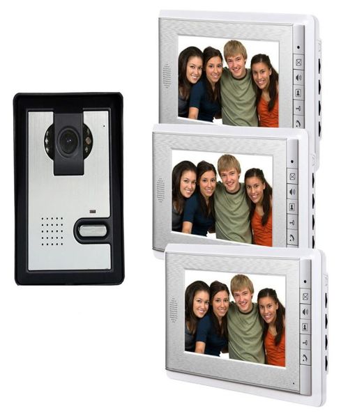 

7 inch monitor video door phone intercom doorbell system visual intercom 1 camera 3 monitor video door bell interphone kit1225901