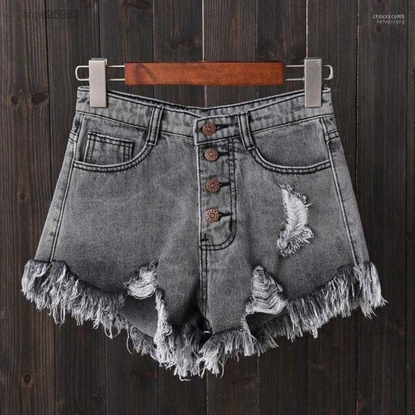 

jeans dropship summer denim shorts women high waist jean female loose hole with pockets casual plus sizefnpg{category}, Blue