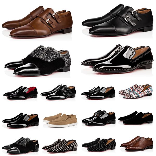 

mens designer loafers dress shoes sneakers triple black oreo suede patent leather rivets slip on loafer men wedding shoe for business party
