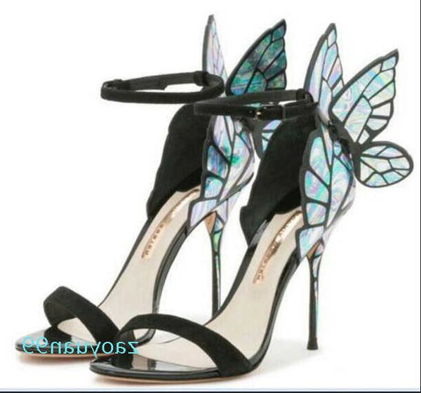 

sophia webster sandals women shoes genuine leather pumps butterfly high heel sandals for women stiletto shoes, Black