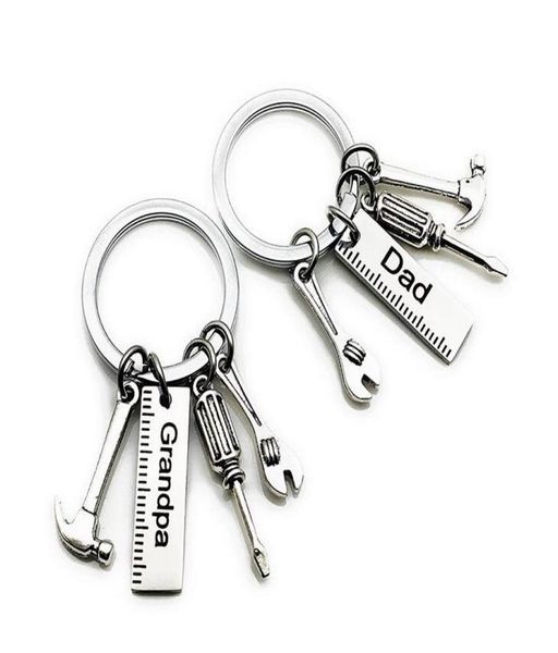 

stainless steel fathers day keychain creative hammer screwdriver wrench tool keyring car key chain gift supplies6437808, Silver