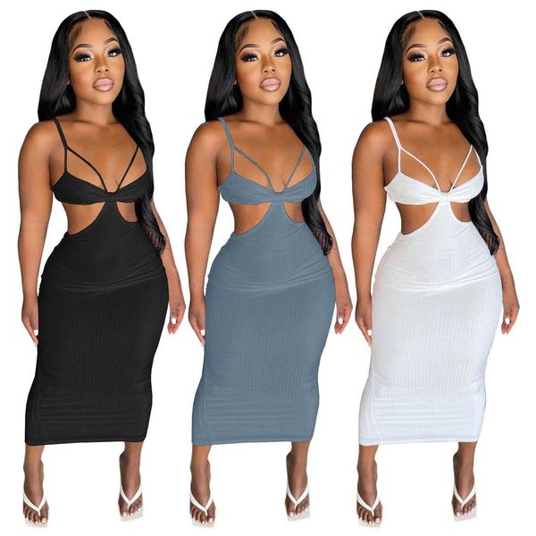 

womens dress fashion casual summer rib a line solid color dresses, Black;gray