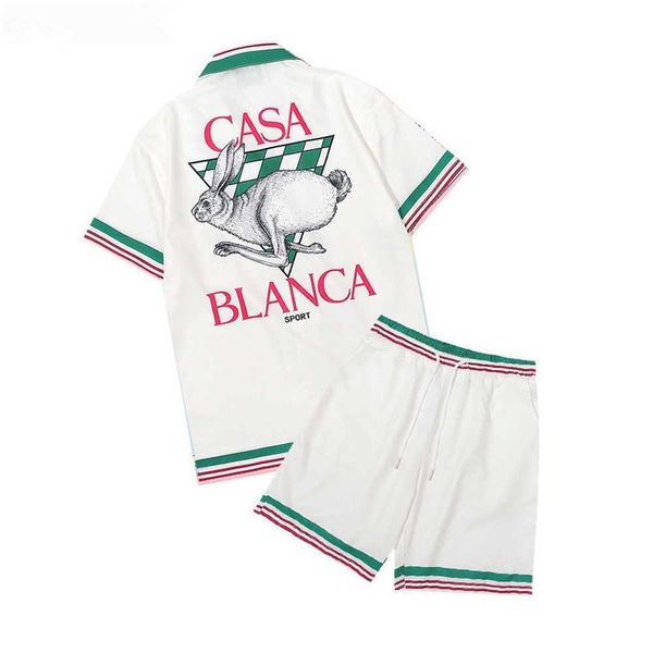 

casablanc-s 22ss designer shirts masao san print mens casual shirt womens loose silk short sleeves luxury t-shirt tees 277q, White;black