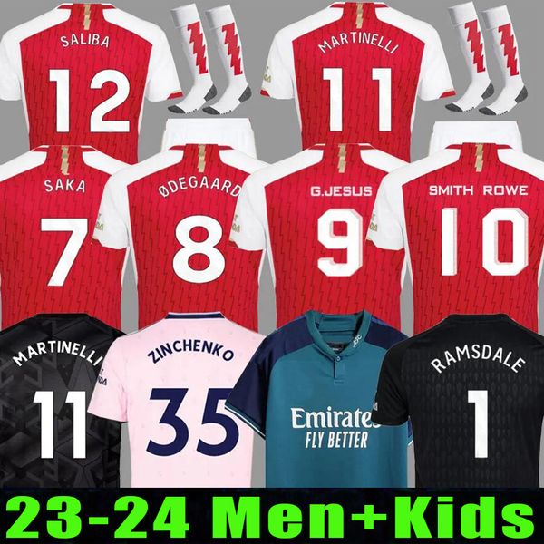 

22 23 24 g.jesus soccer jerseys smith rowe saka fans player thomas martinelli tierney 2023 2024 football shirt men kids odegaard sambi fabio, Black;yellow