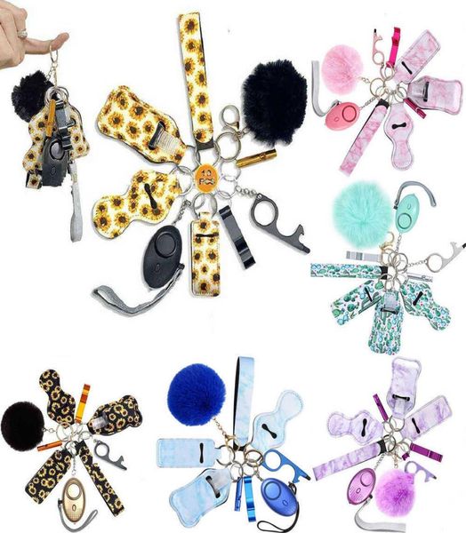 

10 set safety self defense keychain set for women girl personal alarm mini product multi genshin impact accessories emo christmas3915942, Silver