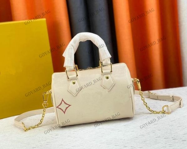 

womens designer degrade bag summer speedy 20 handbag luxurys pillow handle bag cream begie bicolors blue rose pink empreinte leather purse m