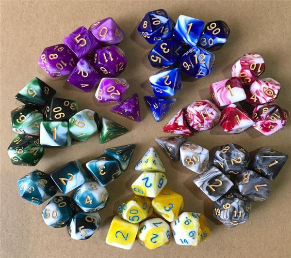 

7pcsset polyhedral game dice dungeon and dragons table board roll playing games colorful acrylic number dices children toys kimte2794727