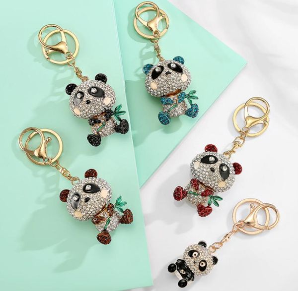

selling creative girls small jewelry national treasure panda bag pendant colorful metal key chain creative custom key chain2187679, Silver