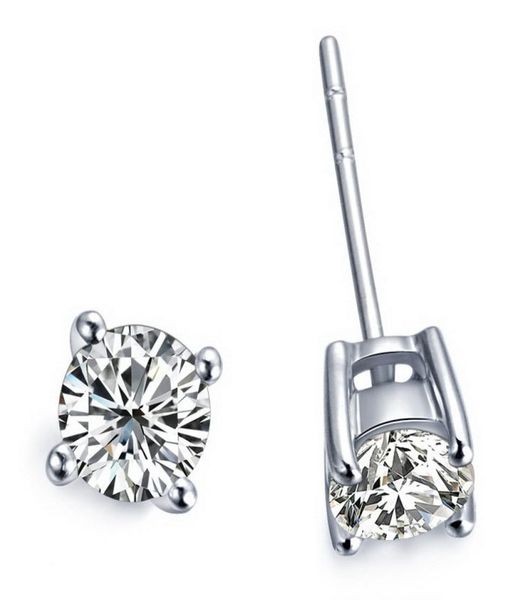

2 caratpair whole stud earrings for women 4 prong plated platinum engagement anniversary sona synthetic diamond earrings stud9280673, Golden;silver