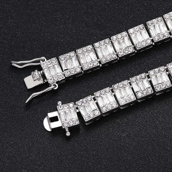 

selling copper zircon rock candy necklace men's zircon personality wild tennis chain wholesale, Silver