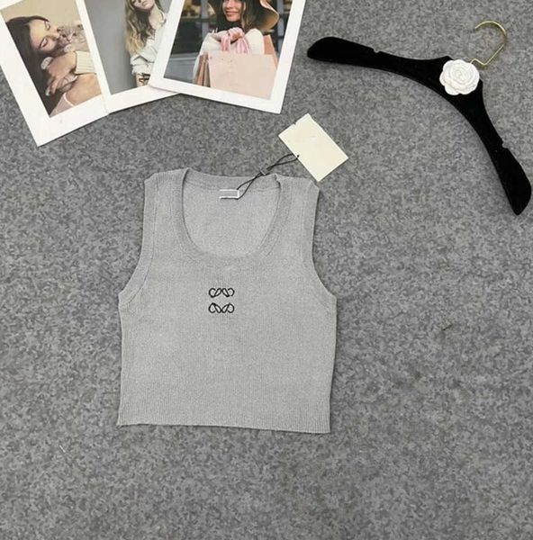 

women's t-shirt tank anagram loewee crop tank designer t shirts women knits tee knitted sport lowewe woman vest yoga all-match tees gr, White