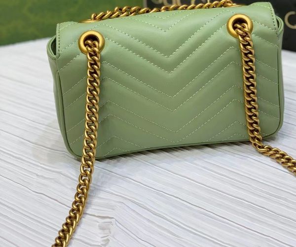 

designer luxury womens vintage double g love metal leather chain shoulder bag genuine leather mini wave patterned green crossbody bags