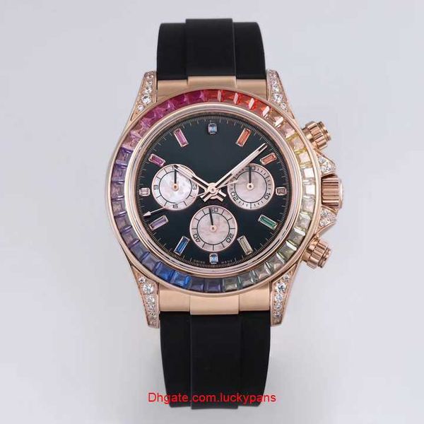 

r olax luxury men's sports mechanical watch hand inset diamond process waterproof luminous 40mm diameter rainbow diamond fashion star s, Slivery;black