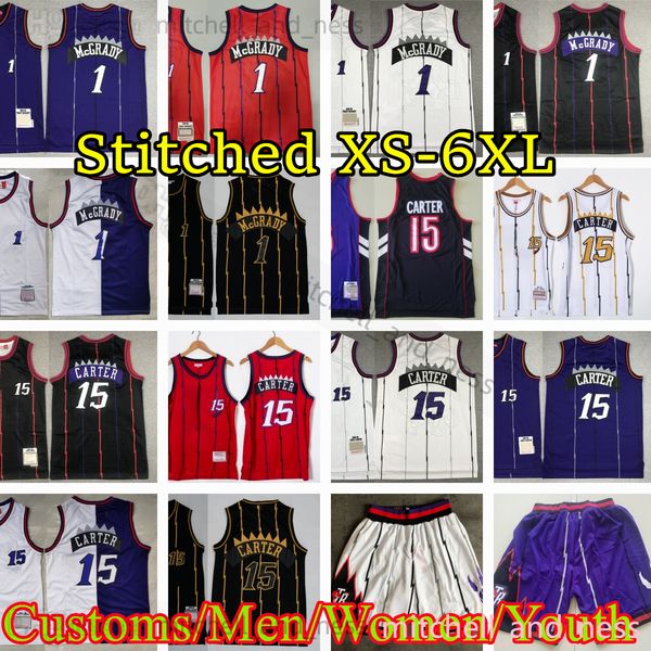 

mitchell and ness vince 15 carter jersey custom xs-6xl retro stitched basketball jerseys tracy 1 mcgrady purple retro white red 1998-99, Black;red