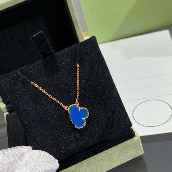 

with box fashion necklaces classic lucky clover 4/four leafs blue pendants necklace ladies and girls valentine's day mother's enga, Silver