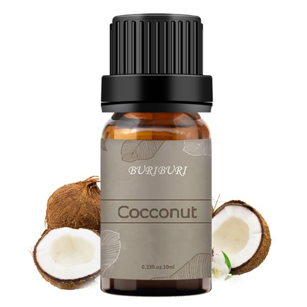 

buriburi coconut essential oil 100% pure 10ml, undiluted, natural, organic aromatherapy oil for diffusers, soap making candles