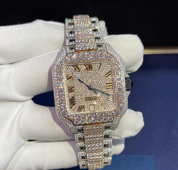 

luxury mens watch movement watches for men iced out watch moissanite watch wristwatch mechanical automatic designer watches diamond watch mo, Slivery;brown