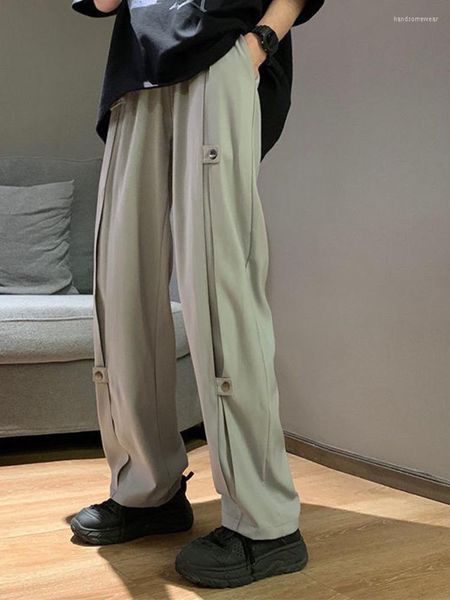 

high street fashion pants men sweatpants casual straight pants hip hop mopping trousers grey black cargo pants