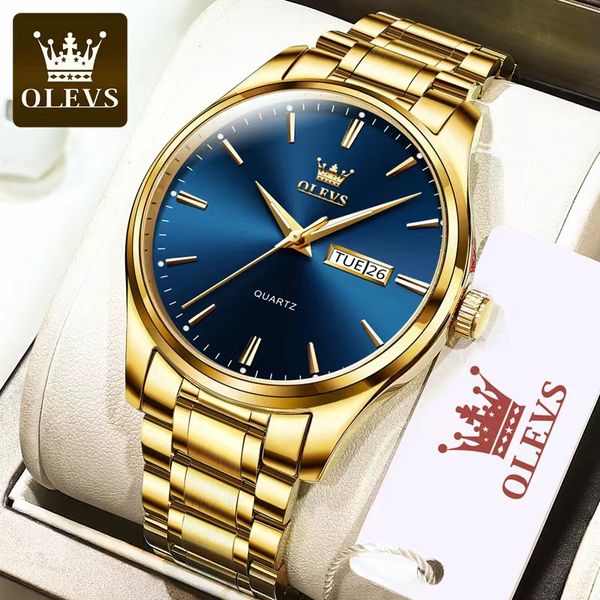 

olevs multifunctional quartz glow men's watch 39mm, Slivery;brown