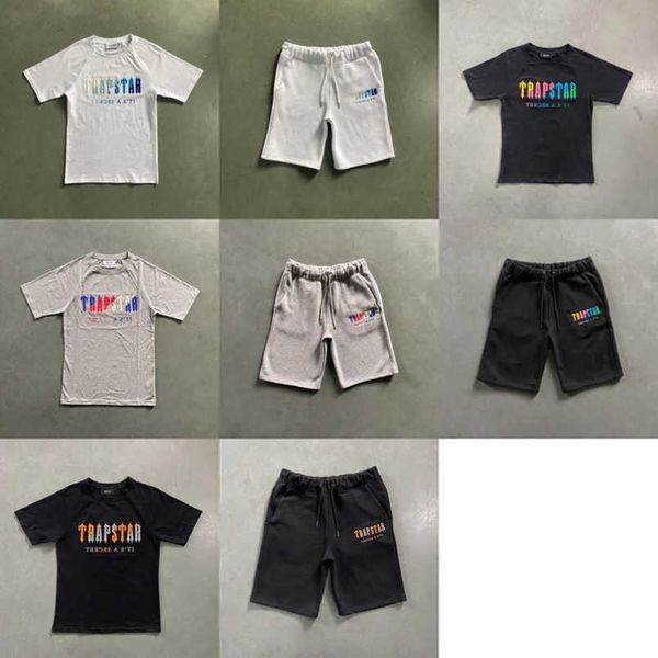 

2023 summer trapstar designers clothes mens women short t shirts tracksuit tees shorts sport t-shirt high street hip hop tracksuits3ako, White;black