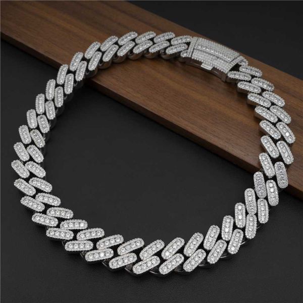 

5mm moissanite sterling silver bracelet cuban link chain in yellow gold