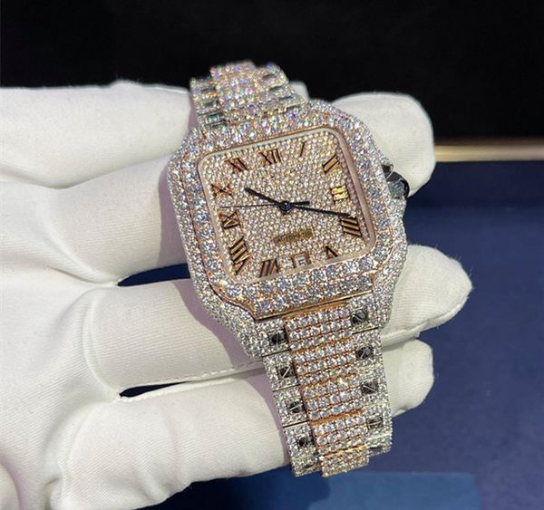 

luxury mens watch movement watches for men iced out watch moissanite watch wristwatch mechanical automatic designer watches diamond watch mo, Slivery;brown