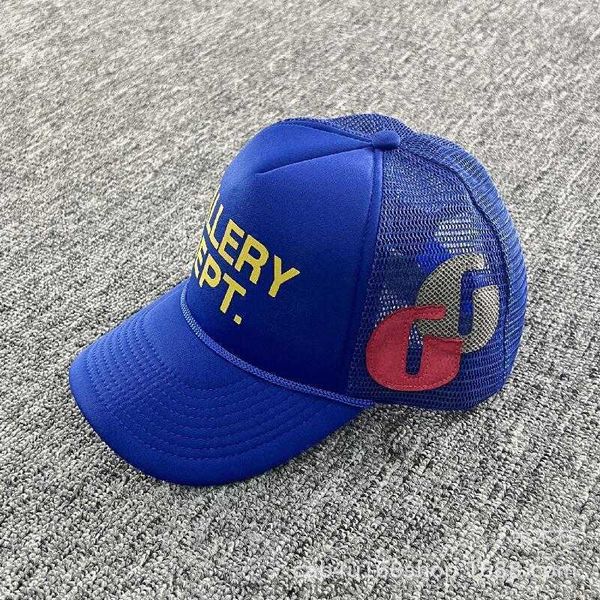 

designer galleryes caps ball capsamerican dept hat gp hand painted graffiti mesh truck driver hat casual letter baseball cap summer bluepsr1, Blue;gray