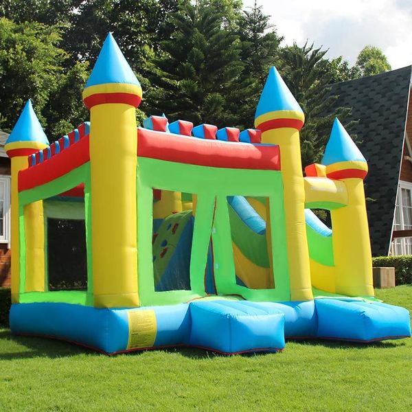 

customized pvc trampolines inflatable dry slide jumping bed mutil color princess children bouncy castle with water slide