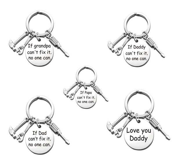 

dad keychain mechanic039s key chain lovely father039s day papa grandpa gifts car love you gift tools gift daddy round keyrin8586559, Silver