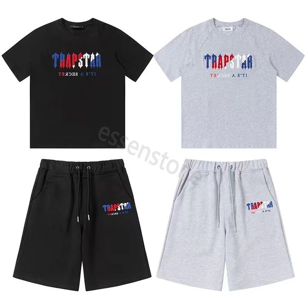 

trapstar tracksuit men's t shirt designer trapstar short print letter luxury black and white grey rainbow color summer sports fashion c, Gray