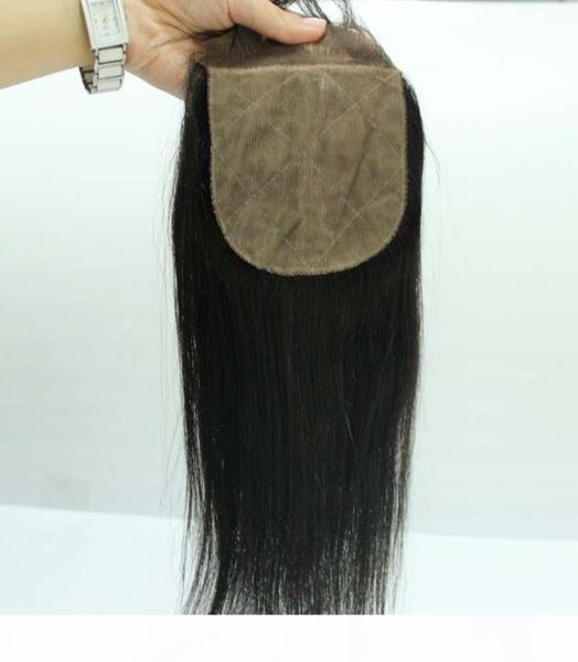 

peruvian brazilian human hair silk lace closure 4x4 size body wave straight loose deep kinky curly yaki straight silk base lac5274008, Black;brown