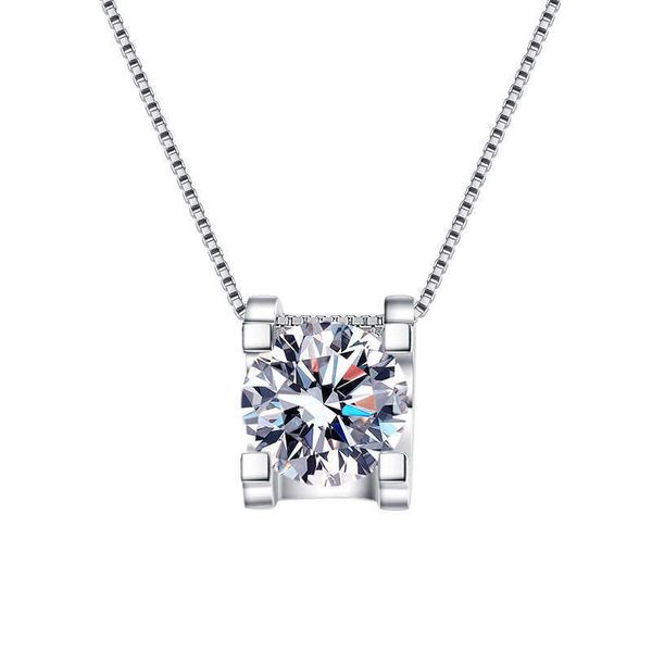 

lab diamond necklaces 925 sterling silver round brilliant cut d color vvs 1ct 2ct engagement necklaces for women