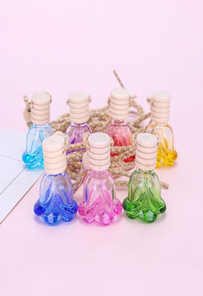 

car perfume rose bottle air freshener diffuser hanging empty glass refillable bottle for auto pendant wb32438313285