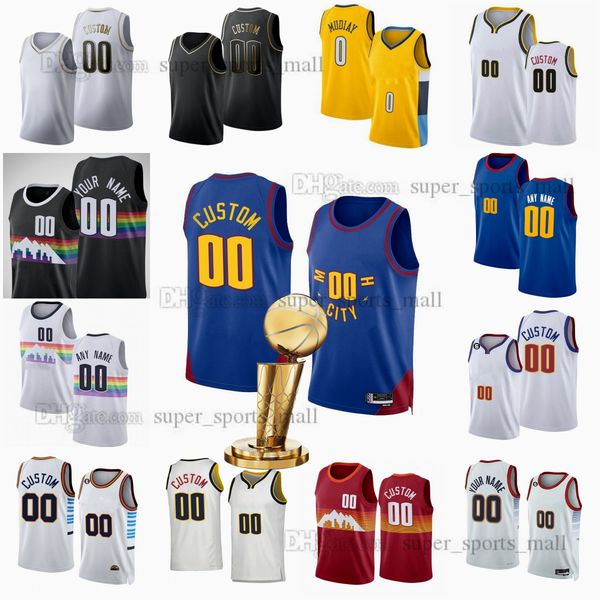 

2023 finals champions patch jamal aaron jokic murray gordon printed basketball jerseys kentavious caldwell-pope jeff green custom any name a, Black;red