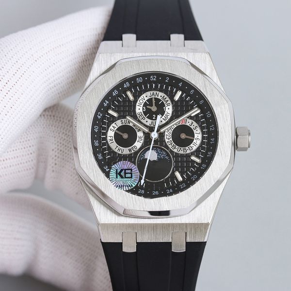 

moon phase watch automatic mechanical 5134 movement watches 41mm all dials working sapphire waterproof swimming 904l stainless steel montre, Slivery;brown