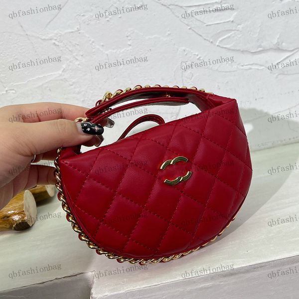 

designer womens mini makeup bag chain handle clutch bag tote diamond hardware metal c buckle matelasse chain crossbody bags card holder purs