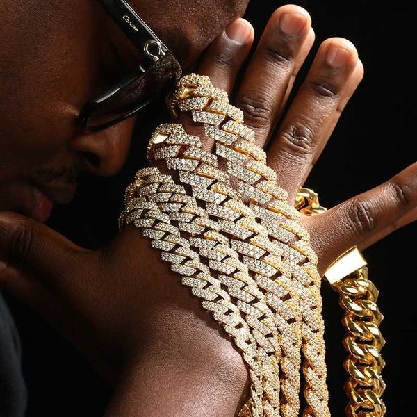 

iced out prong miami cuban link chain 10mm 12mm 14mm 19mm bracelet necklace copper cz zircon hip hop jewelry for men, Silver