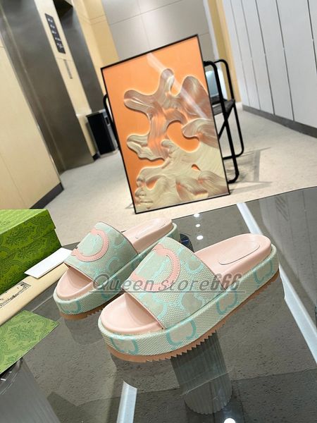 

luxury brand designer platform slippers sandals quilted thick bottom women slippers fashion summer shoes slider beach flip flop 35-45, Black