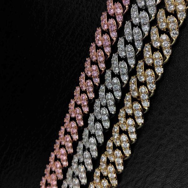 

hip hop gold silver diamond iced out cuban link chain necklace men
