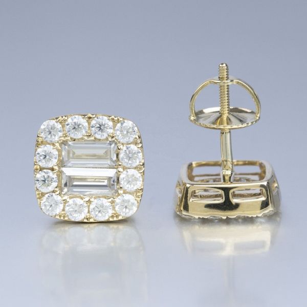 

passed test baguette moissanite earrings studs s925 silver diamond charm jewelry men and women classic earrings, Golden;silver
