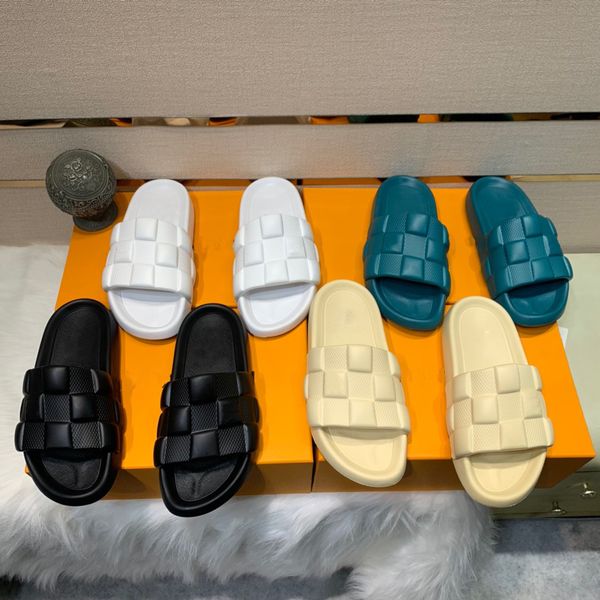 

tsm sandals waterfront mule other plaid patterns slippers designer luxury concave and convex small blocks women men cream slides flower summ, Black