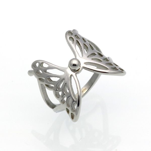 

butterfly wing ring flying hollow ring, Silver