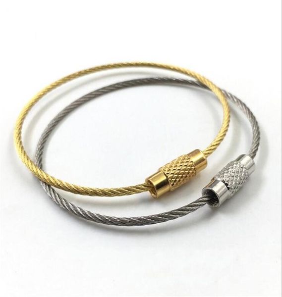

fashion stainless steel wire keychain mental clip key chain snap hook keychains cable key ring screw locket keychain for outdoor h8013057, Silver